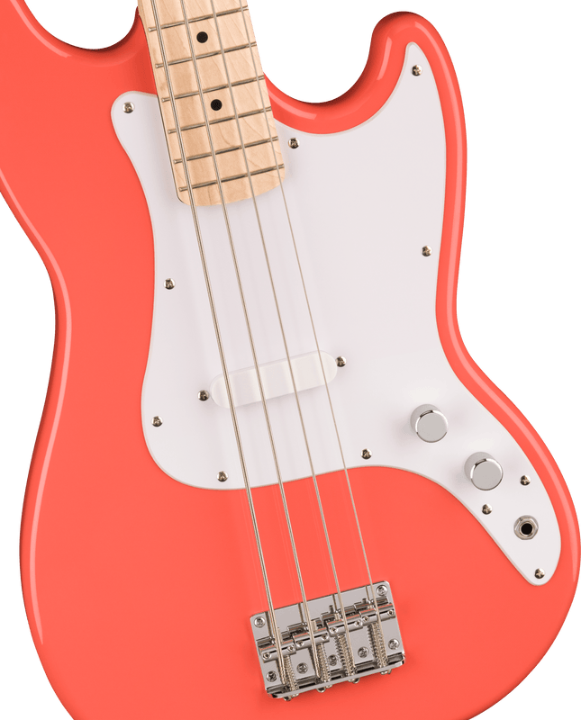 Bajo Eléctrico Squier Sonic® Bronco™ Bass, Maple Fingerboard, White Pickguard, Tahitian Coral