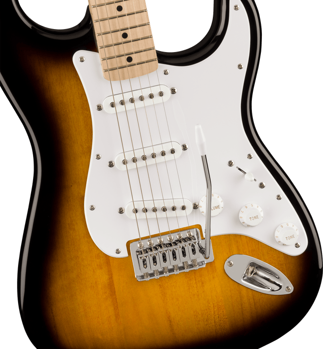Guitarra Eléctrica Squier Sonic® Stratocaster®, Maple Fingerboard, White Pickguard, 2-Color Sunburst