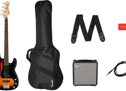 Bajo Eléctrico Affinity Series™ Precision Bass® PJ Pack, Laurel Fingerboard, 3-Color Sunburst, Gig Bag, Rumble 15 - 120V