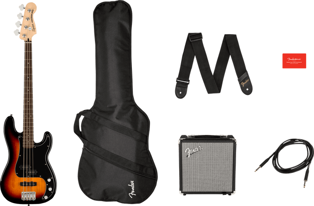 Bajo Eléctrico Affinity Series™ Precision Bass® PJ Pack, Laurel Fingerboard, 3-Color Sunburst, Gig Bag, Rumble 15 - 120V