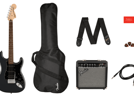 Guitarra Eléctrica Affinity Series™ Stratocaster® HSS Pack, Laurel Fingerboard, Charcoal Frost Metallic, Gig Bag, 15G - 120V