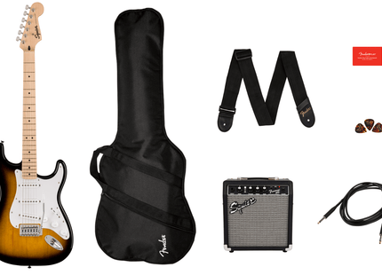 Guitarra Eléctrica Squier Sonic® Stratocaster® Pack, Maple Fingerboard, 2-Color Sunburst, Gig Bag, 10G - 120V