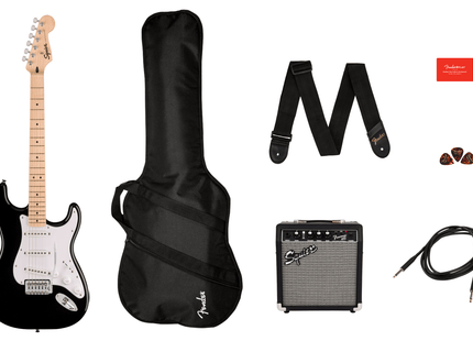 Guitarra Eléctrica Squier Sonic® Stratocaster® Pack, Maple Fingerboard, Black, Gig Bag, 10G - 120V
