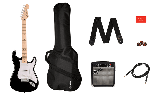 Guitarra Eléctrica Squier Sonic® Stratocaster® Pack, Maple Fingerboard, Black, Gig Bag, 10G - 120V