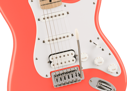 Guitarra Eléctrica Squier Sonic® Stratocaster® HSS, Maple Fingerboard, White Pickguard, Tahitian Coral